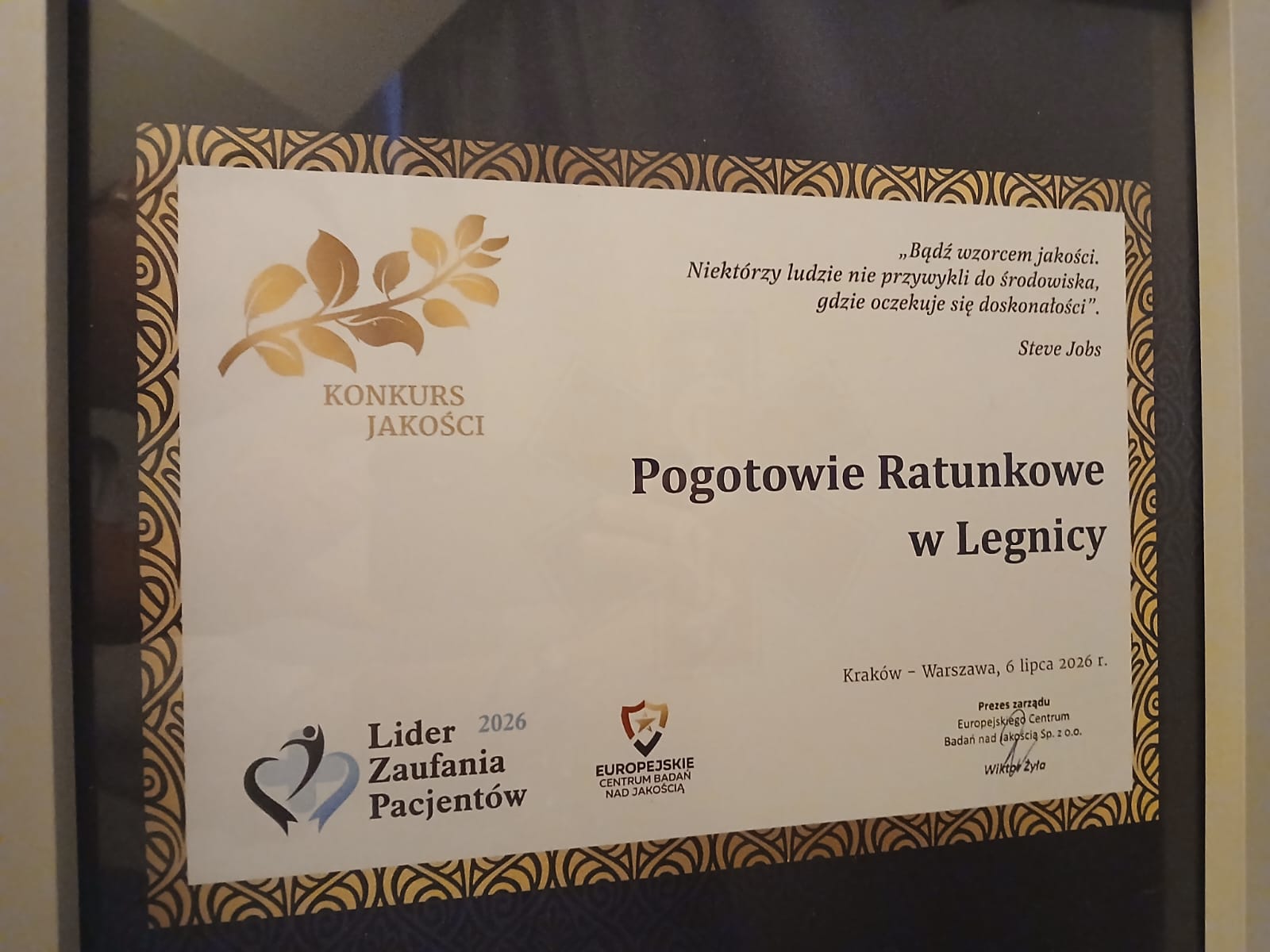 POGOTOWIE RATUNKOWE W LEGNICY „LIDEREM ZAUFANIA PACJENTÓW 2026”